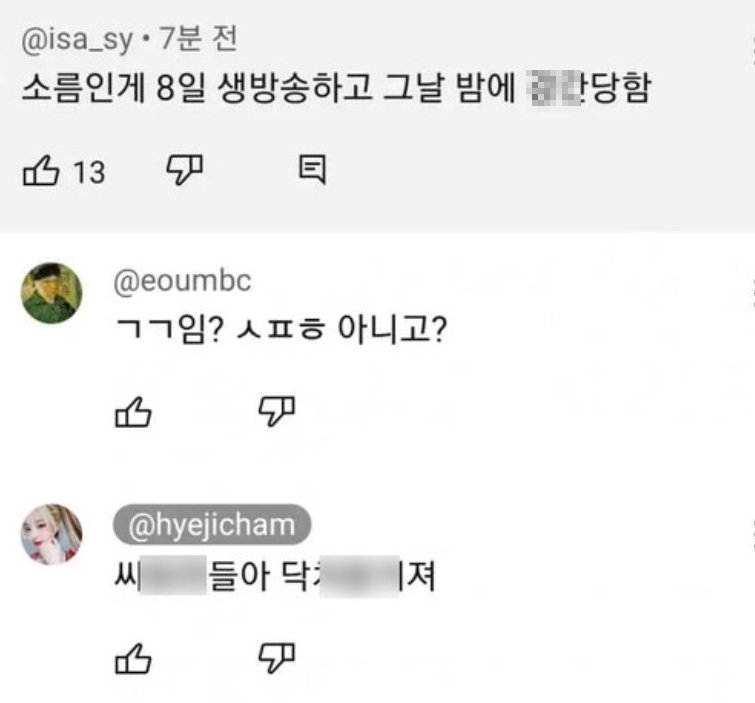 금천구 여자 유튜버 강간 사건 유혜디 2차 가해 댓글