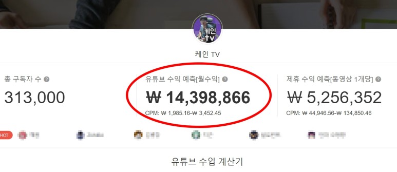 트위치 스트리머 케인 녹스 인플루언서 유튜브 수익 추정