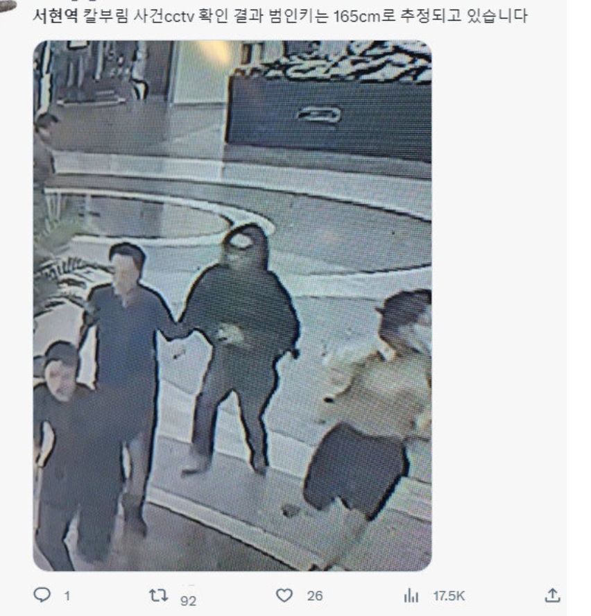 서현역 AK플라자 칼부림 CCTV 가해자 범인 신상