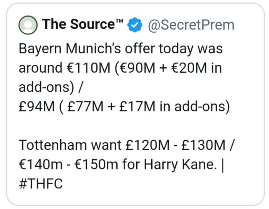 바이에른 뮌헨 케인 이적료