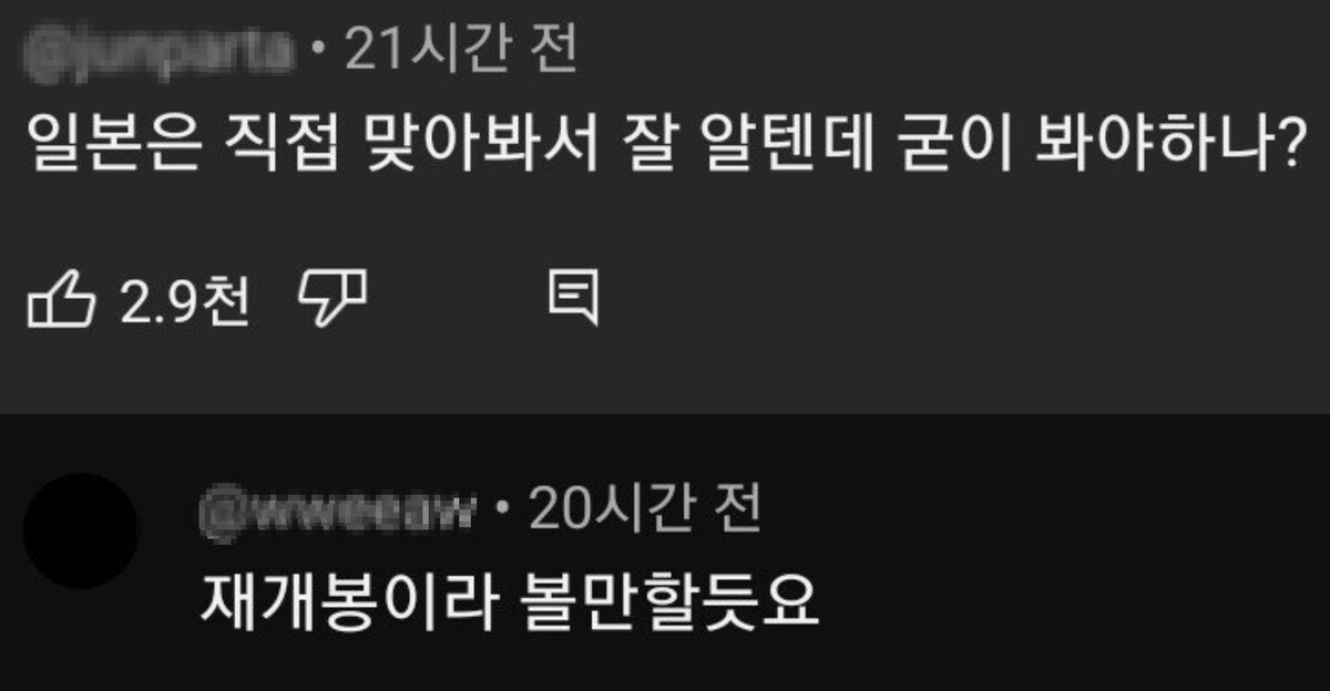 오펜하이머 일본 비난 여론 대응 댓글