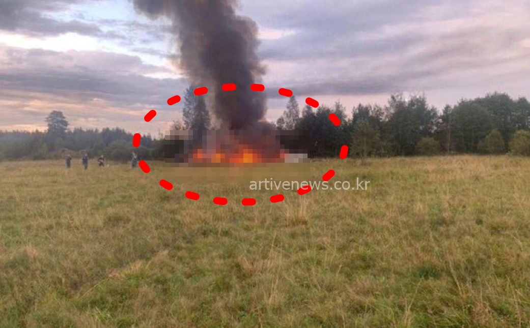 프리고진 비행기 추락 격추 장소 불타는 잔해