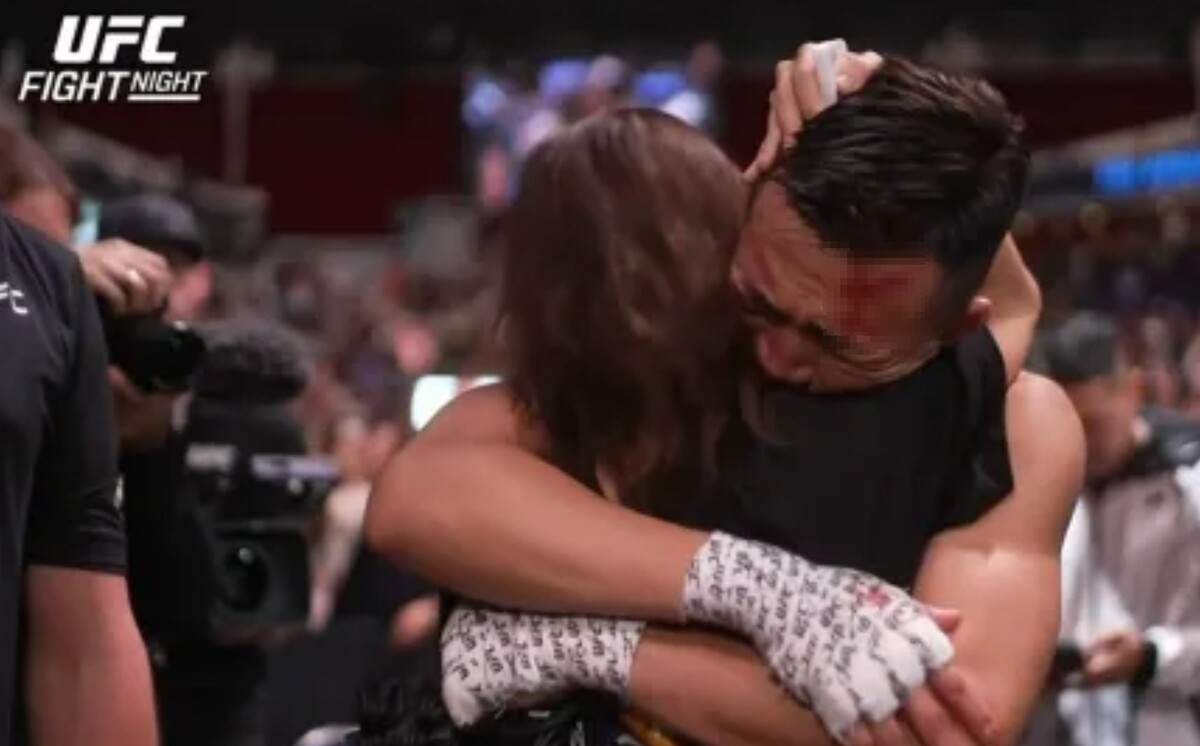 경기 후 와이프 박선영 씨와 포옹하는 정찬성