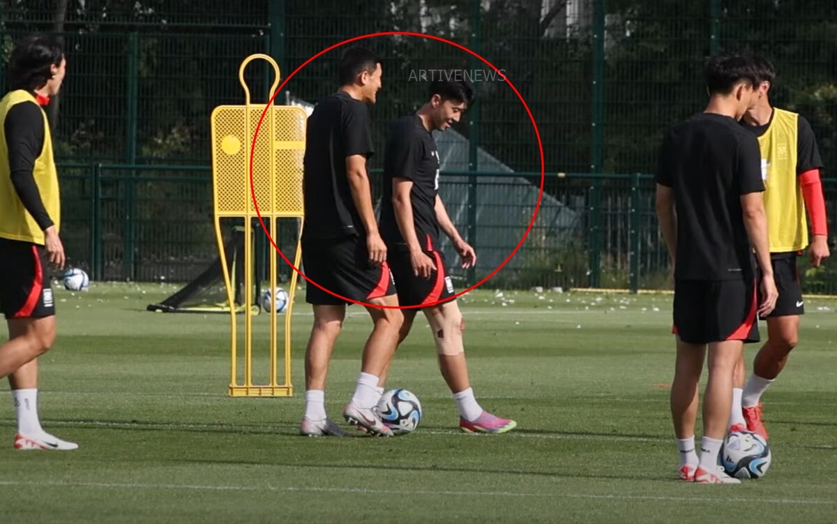 웨일스전 대표팀 훈련 더 가까워진 손흥민 김민재 관계