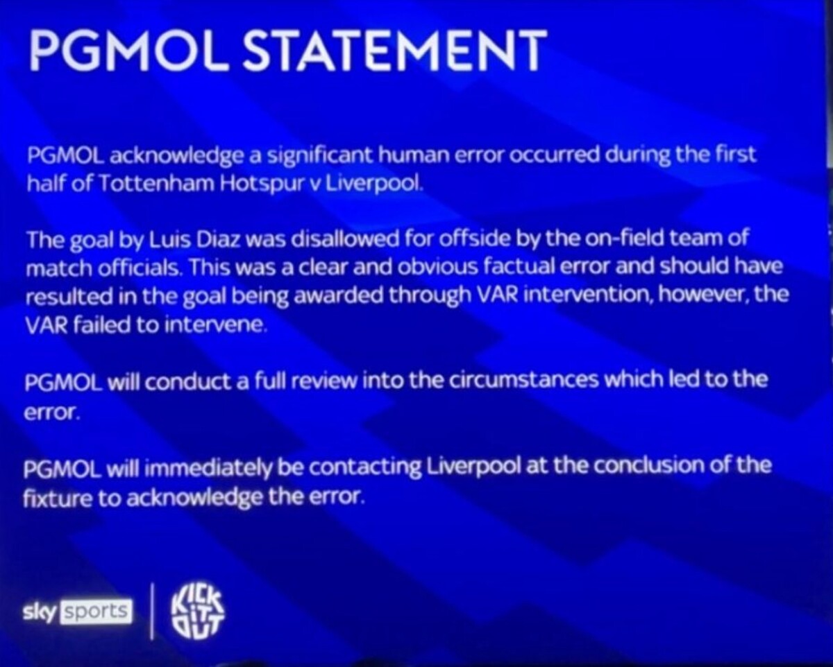 토트넘 리버풀 디아즈 오프사이드 골 VAR 판정 오심