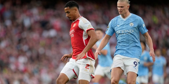 아스날 맨시티 윌리엄 살리바에게 막힌 엘링 홀란드