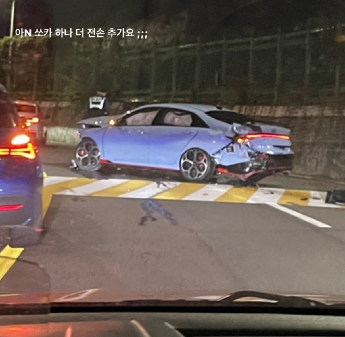쏘카 아반떼N 전손 사고 사진 / 인스타그램 yoo_.98