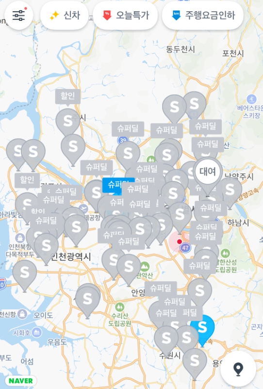 쏘카 아반떼N 도입 후 어플 상황