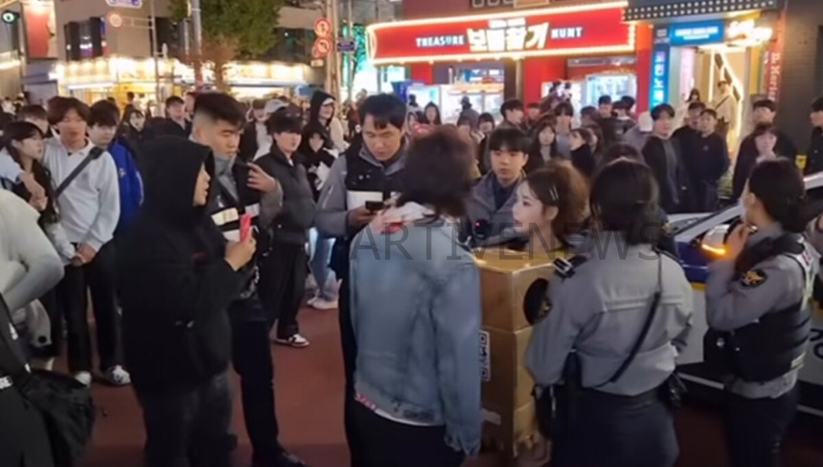 압구정 박스녀 엔젤박스 홍대 경찰 출동 / @a__in04