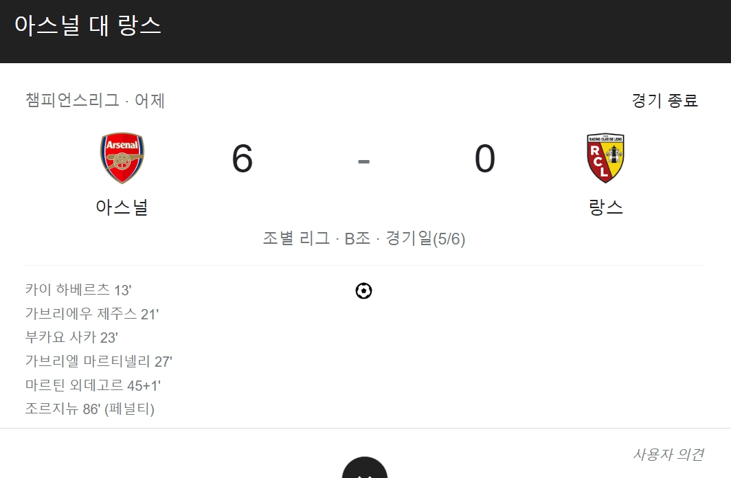 UEFA 챔피언스리그 아스날 16강 진출