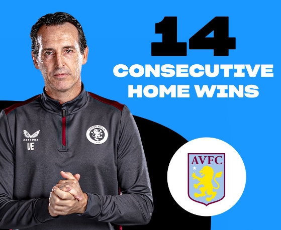 우나이 에메리 아스톤 빌라 홈 14연승