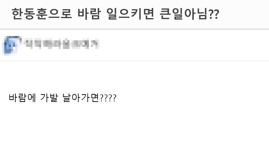 보수 지지층 커뮤니티 한동훈 여론