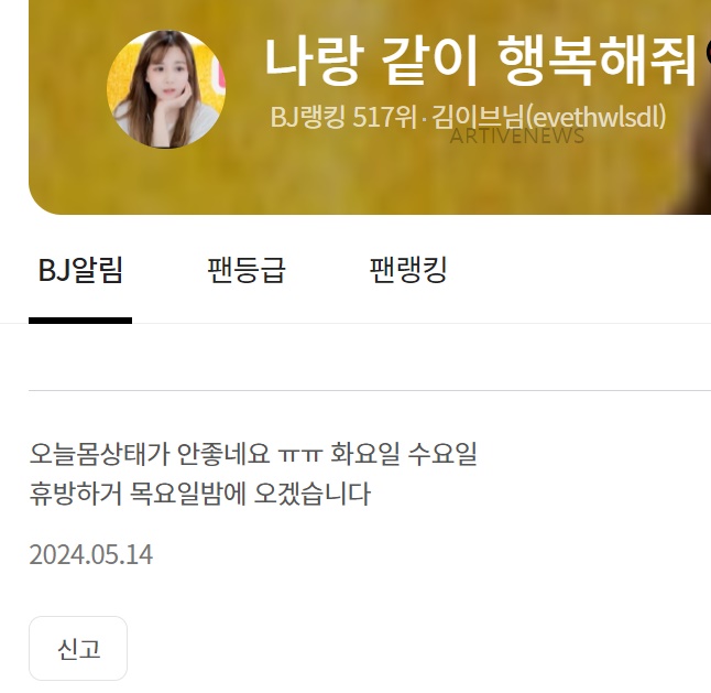 김이브 팬더티비 활동