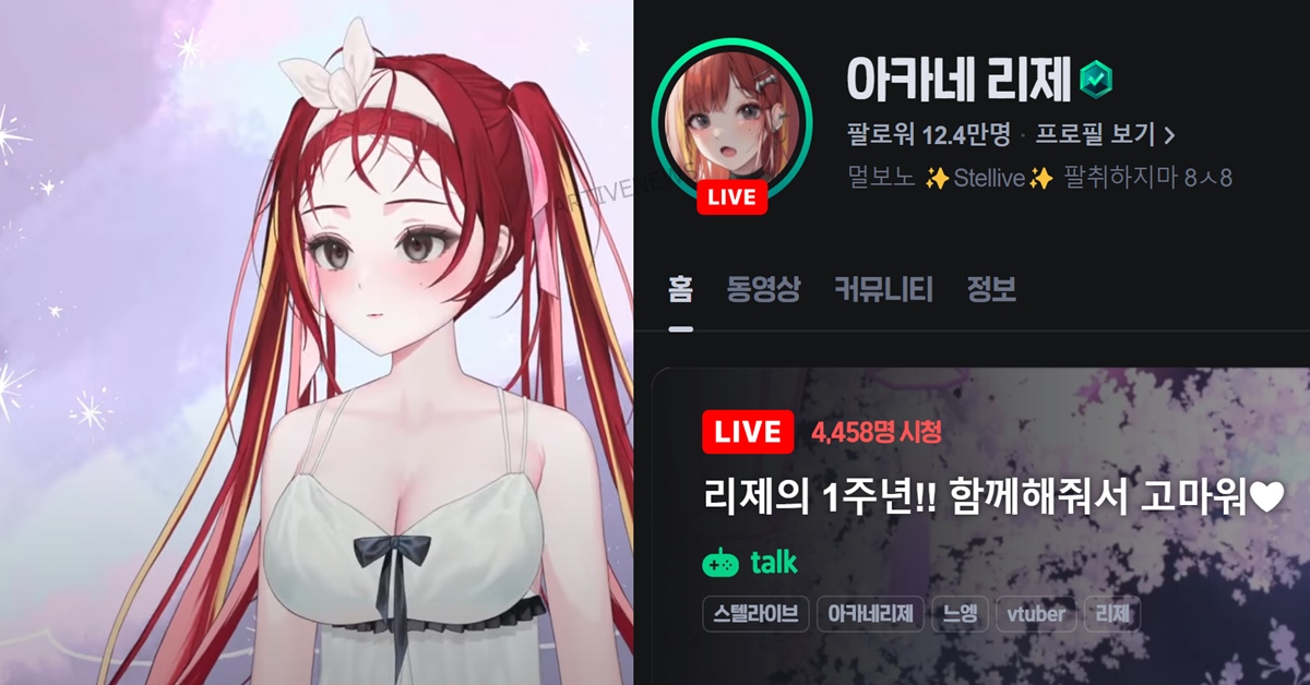 스텔라이브 치지직 버튜버 아카네 리제 화제