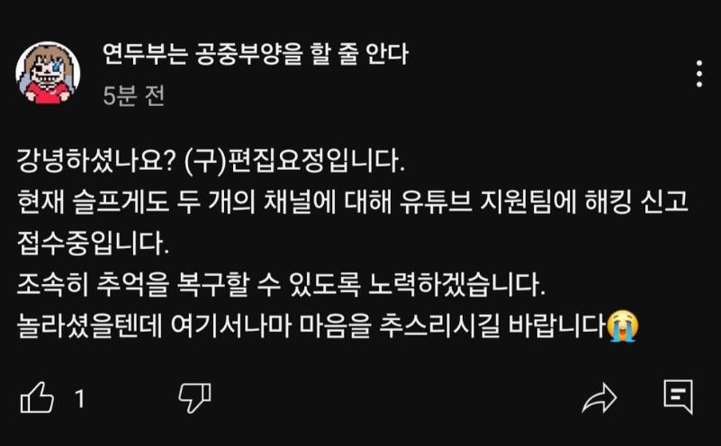 연두부 유튜브 채널 편집자