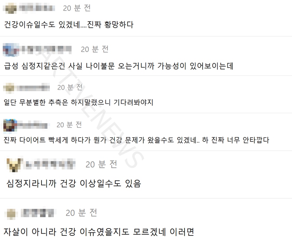 건강상 이유 추정 댓글