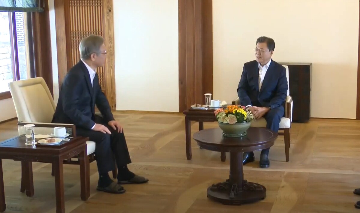 문재인 대통령 당시 이재명 후보 청와대 회동