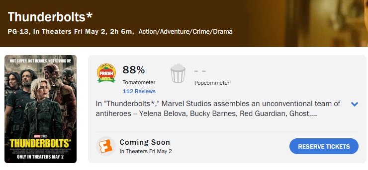 썬더볼츠 로튼토마토